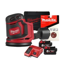 Milwaukee 18V圓盤磨砂機 BOS125-502X 125mm M18+磨砂紙 180號, 1組