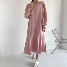 BORIMOM 孕婦素色圓領長袖連身裙