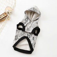 I Love Pet 趣味素描連帽T恤, 灰色