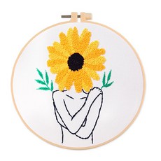 Enasu 自製花卉簡易刺繡 DIY 套組, 1套, 冷向日葵