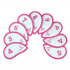 뉴즐 더블사이드 넘버 아이언 커버 9종 세트, 화이트 + 핑크