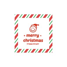 도나앤데코 피넛 스마일 산타 메리크리스마스 사각 스티커 6 x 6 cm, 화이트, 120개