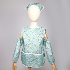 BEBE CHOUETTE 兒童防水無袖圍裙頭巾袖套組