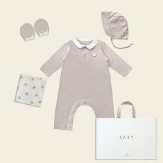 BABY&I 嬰兒親膚長袖連身衣4件組 新生兒賀禮套裝