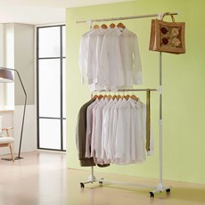 不鏽鋼移動式衣架 NT-2002, 白色的