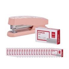 deLi 得力 馬卡龍色釘書機 (適用33號釘) + 1000入釘書針 x 20個 套組 E0402, 隨機出貨(釘書機), 單一顏色(釘書針), 1套