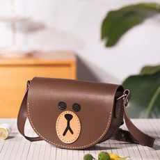 Funstitch Hobby DIY 皮革工藝泰迪熊包製作套組, 單色, 1套