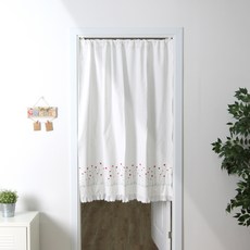 法式花卉刺繡蕾絲遮蔽簾, 米白色