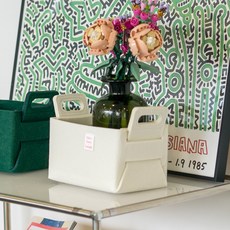 가쯔 접이식 펠트 수납 바구니, 바닐라, 2개