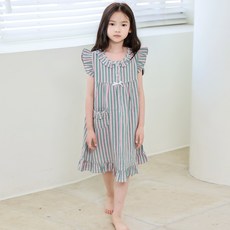 PINGCOCO 女童條紋夏季連身裙睡衣