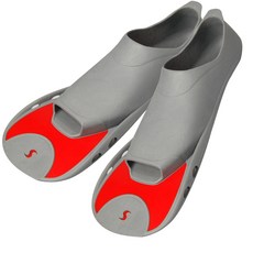 Salvas F5短鰭腳蹼 雙腳穿著, 灰色+紅色