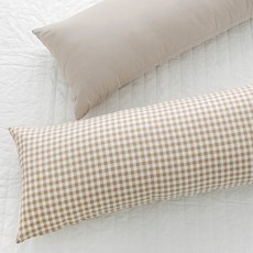 SCOHOme 長條抱枕枕套 2入, 米色, 格紋米色