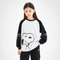 Jelistudio 兒童款 Peanuts 史努比臉部圖案拉克蘭袖大學T