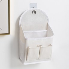 DBOPPA 免鑽孔 生活防水 壁掛式 口袋 收納籃 10 x 23 x 41 cm JNHA1784, 1個, 象牙白