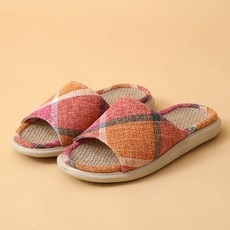 Alleophom 混色格紋家居室內拖鞋, 1個, 紅色