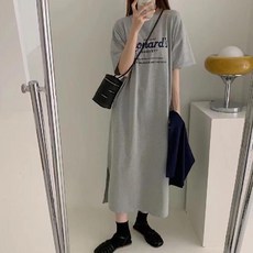 마켓에이 빈티지 레터링 롱 원피스 티셔츠 빅사이즈 포함
