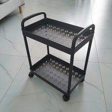 로이라이프 다층 이동형 트롤리 32 x 21 x 40 cm 2p, 블랙, 2단