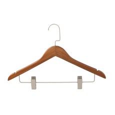 男女通用 The Full Moon 經典附夾上下衣原木西裝衣架, 混色, 1個