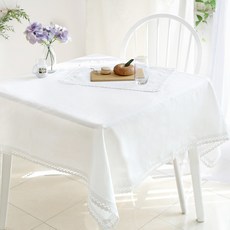 CASA VERDE Edelin 蕾絲亞麻桌布, 白色, 6人座(180 x 130cm)
