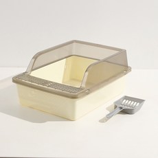 PASTEL PET 貓咪彩色防落砂貓砂盆+貓砂鏟組合, 黃色, 1個