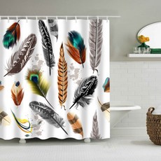 彩色羽毛浴簾 棕色 152 x 180 cm, 1個