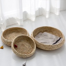 MARKET B SUCANE 手工編織籃 3件組 BDD17, 自然色, 1個