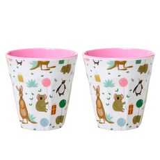 rice 幼兒印花水杯 S號, 2入, Party Animal Pink