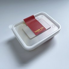 TINA PICNIC 迷你半透明3格一次性容器 20入 + 朱紅色感謝貼紙 20入 套組, 1套, 一次性容器 + 貼紙