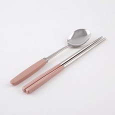 소소모소 컬러 수저 세트, 피치, 숟가락+젓가락, 1세트