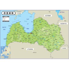 지도닷컴 라트비아 지도 지형 코팅형 210 x 150 cm, 1개