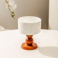 Parajuni 獨特木質立架白色陶瓷咖啡廳冰淇淋杯 HJ1213, 木質, 2個