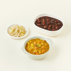 킨더가든 우리아이 반찬꾸러미B 한우 야채카레 130g + 짜장 130g + 우리아이 백김치볶음 80g 세트, 1세트