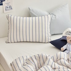 쉬즈홈 도톰 순면 베개커버 2p, 버터슈 네이비