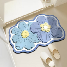 Cashrich 花卉藝術浴室吸水速乾防滑珪藻土腳踏墊 40 x 60 cm, 款式6, 2個