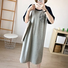印花孕婦短袖哺乳連身裙