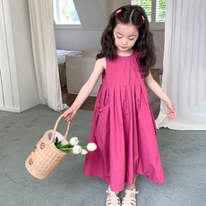 Starbean 女童大口袋無袖長版洋裝