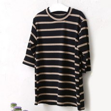 Ondiz 女童簡約羅紋條紋連身裙