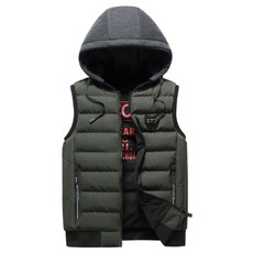 男款冬季休閒可拆式連帽保暖背心