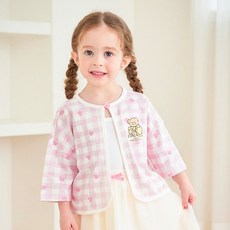 mollimelli 女童 Miko Characters 愛心格紋夏季開襟衫