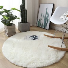 素色柔軟絨毛圓形地毯