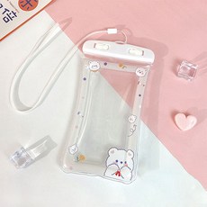 卡通手機保護防水包, 氣墊白色害羞熊, 1個