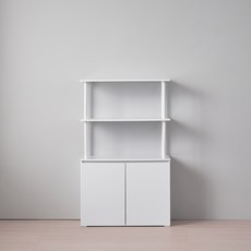 리디아 나인 선반 수납장 2단 방문설치, 화이트화이트