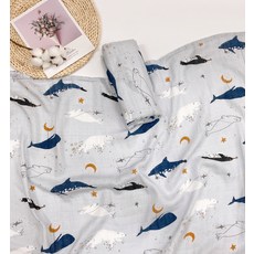 LuxuryBaby 嬰幼兒用雙層竹纖維紗布毯, 海洋動物