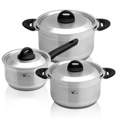 CROBELL Royal電磁爐適用3層304不鏽鋼湯鍋 3件組, 混色, 單16cm+陽性20cm+羊膜24cm