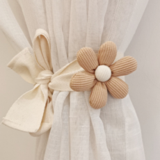 北歐風居家花朵窗簾綁帶 2入, 1個, 摩卡