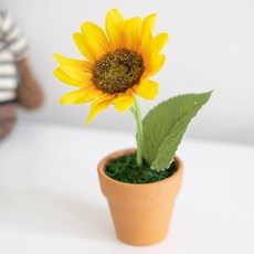 플라워트리 조화 클래식 데스크테리어 해바라기화분 18cm, 옐로우, 1개