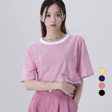 Awesomearound 撞色圓領細橫條短版T恤