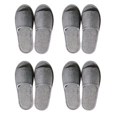 EVER HOUSE 基本亞麻室內拖鞋 4雙, 灰色, 4個