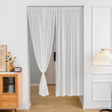 미미솔레 스트라이프 쉬폰 가리개 커튼 봉포함 봉형 커튼 2p