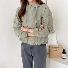 TEETAK 女款抽繩短版連帽風衣
